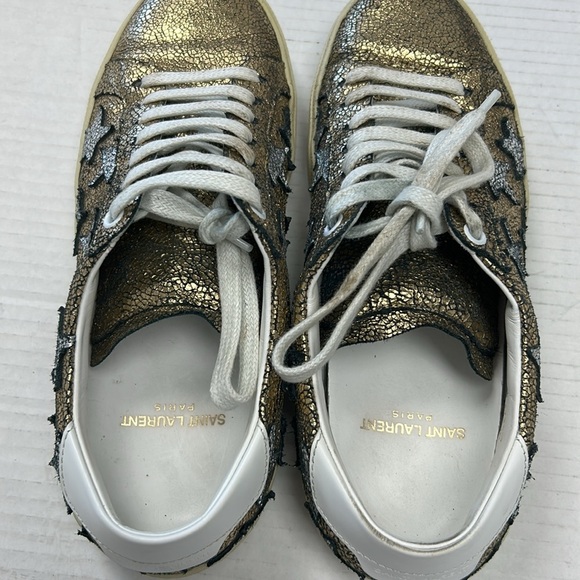 Saint Laurent Gold and Silver Star Court Trainers - Picture 7 of 7